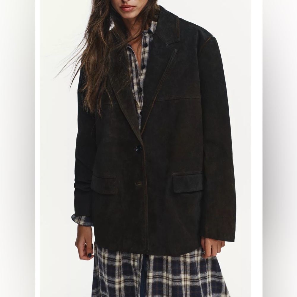 Zara Women's Dark Brown Leather Jacket